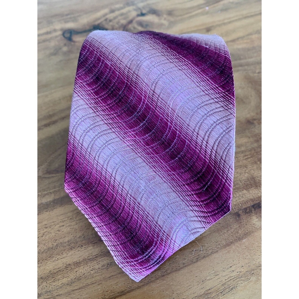 Vintage Marshall Fields & Company 100% Silk Maroon Pink Striped Woven Tie